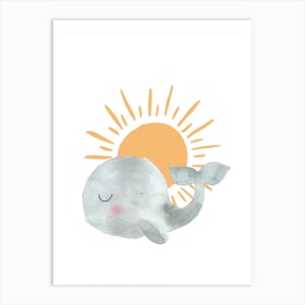 Nursery Whale And Sun Art Print