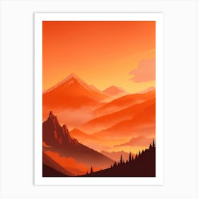 Misty Mountains Vertical Composition In Orange Tone 161 Art Print