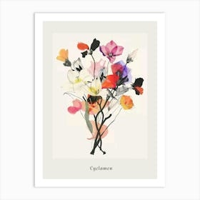 Cyclamen 2 Collage Flower Bouquet Poster Art Print