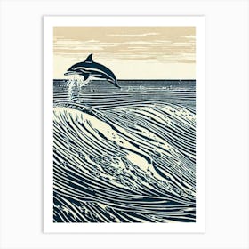 Bottlenose Dolphin Linocut Art Print