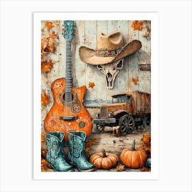 Cowboy Guitar halloween Art Print