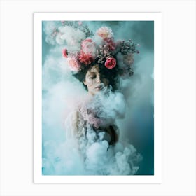 "Mystic Beauty: Flowers and Fog" Art Print