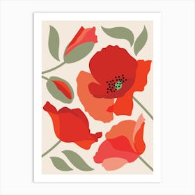 Orange Poppy Floral Flowers Art Print