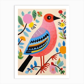 Pink Scandi Finch 2 Art Print