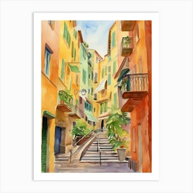 Genoa, Italy Watercolour Streets 3 Art Print