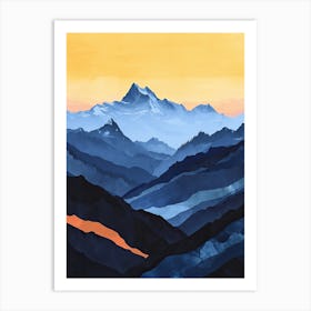 Ethereal Euphoria: Minimalist Peaks Art Print