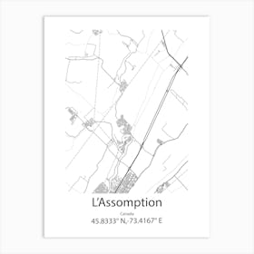 L Assomption,Canada Minimalist Map Art Print