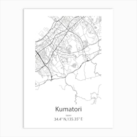 Kumatori,Japan Minimalist Map Art Print