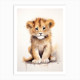 Drawing Watercolour Lion Art Painting 4 Art Print