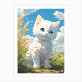 White Kitten With Blue Eyes Art Print