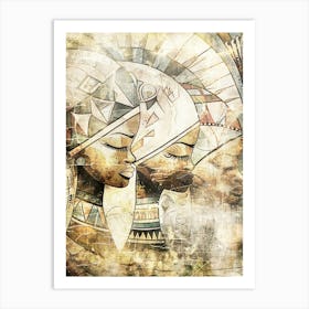 African Ethnic Tribal Illustration Art 08 Art Print