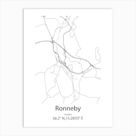 Ronneby,Sweden Minimalist Map Art Print