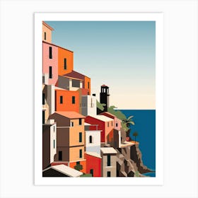 Cinque Terre, Italy, Bold Outlines 4 Art Print