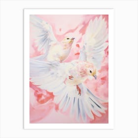 Pink Ethereal Bird Painting Mockingbird 2 Art Print