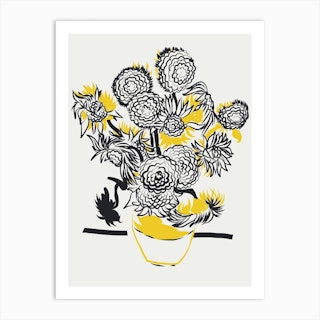 Sunflower In Two Tone Art Print