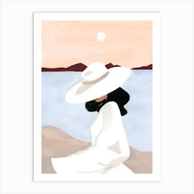 Woman In White Hat 3 Art Print