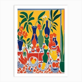 Vases And Fruit Matisse Style Art Print