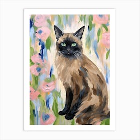 A Balinese Cat Painting, Impressionist Painting 3 Art Print