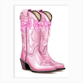 Pink Cowboy Boots 19 Art Print