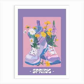 Spring Poster Retro Sneakers With Flowers 90s 3 Art Print