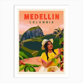 Travel Poster Medellin Colombia Art Print