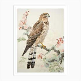 Ohara Koson Inspired Bird Painting Red Tailed Hawk 4 Art Print