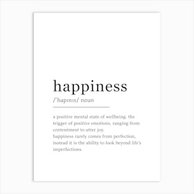 Happiness Definition Poster - Dictionary Art Print