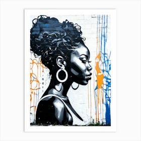 Graffiti Mural Of Beautiful Black Woman 207 Art Print