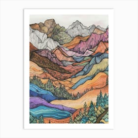 Colorful Mountain Landscape 4 Art Print