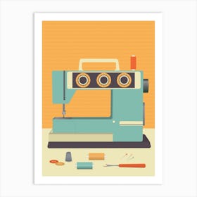 Blue Sewing Machine Art Print