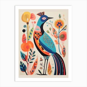 Colourful Scandi Bird Pheasant 8 Art Print