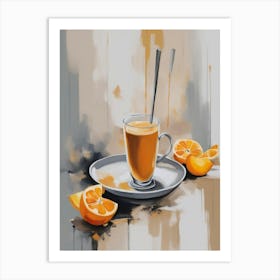 Oranges And Coffee Art Print