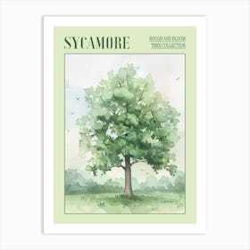 Sycamore Tree Atmospheric Watercolour Painting 4 Poster Art Print