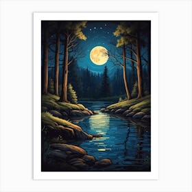 Moonlight In The Forest Art Print