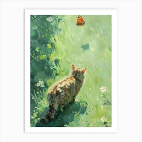 Cat Watching Butterfly Art Print