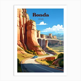 Ronda Spain Bridge Travel Illustration Art Print