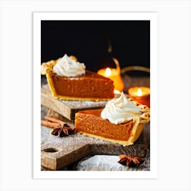 Close Up Of A Warm Homemade Pumpkin Pie Slice Its Creamy Sweet Filling Lightly Dusted With A Spri (1) Art Print