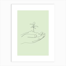 Hand Holding A Plant 1 Art Print
