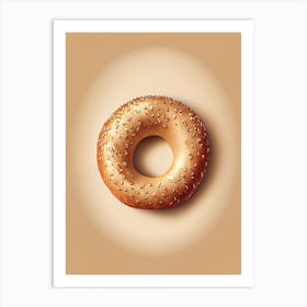 Pumpernickel Bagel Marker Art 1 Art Print