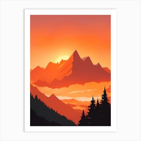 Misty Mountains Vertical Composition In Orange Tone 270 Art Print