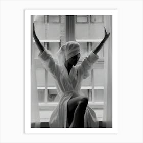 Woman In Window Art Print