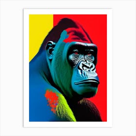 Gorilla With Confused Face Gorillas Primary Colours 1 Art Print