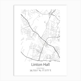 Linton Hall,United States Minimalist Map Poster