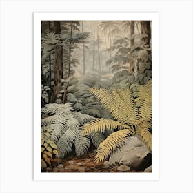 Vintage Jungle Botanical Illustration Ferns 4 Art Print