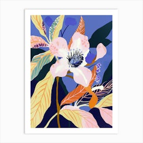 Colourful Flower Illustration Periwinkle 1 Art Print