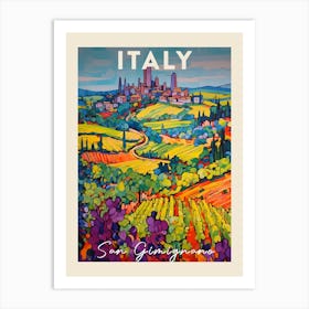 San Gimignano Italy 4 Fauvist Painting Travel Poster Art Print