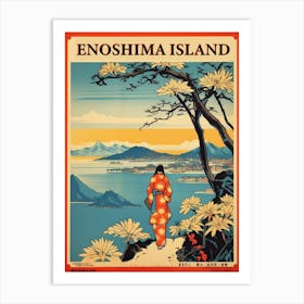 Enoshima Island, Japan Vintage Travel Art 4 Poster Art Print