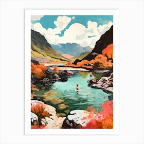 Wild Swimming At Fairy Pools Isle Of Wight Art Print