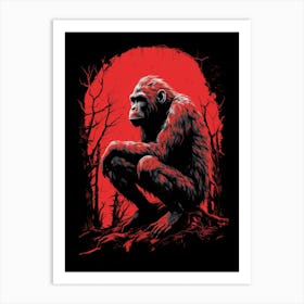 Thinker Monkey Paint Drip Style 3 Art Print