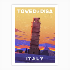 Pisa, Italy — Retro travel minimalist poster Art Print